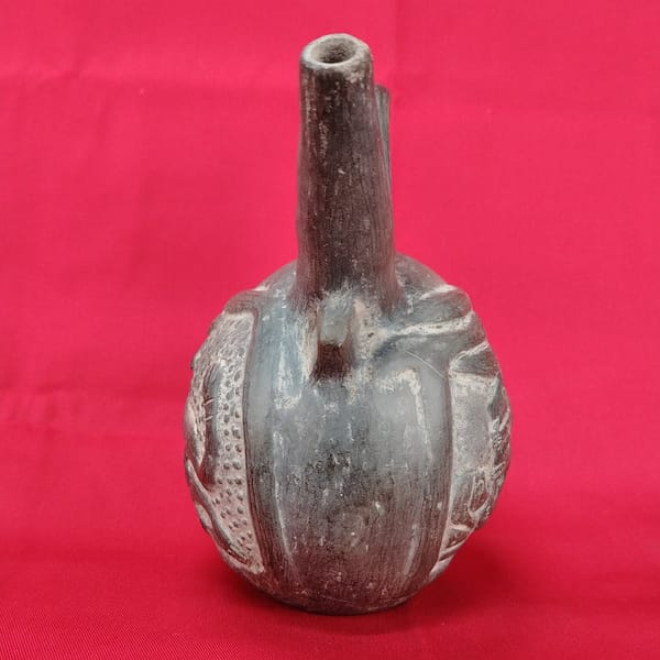 Pre Columbian Chimú Ceramic Double-Spout Bottle Ceremonial Artifact Peru - Image 7