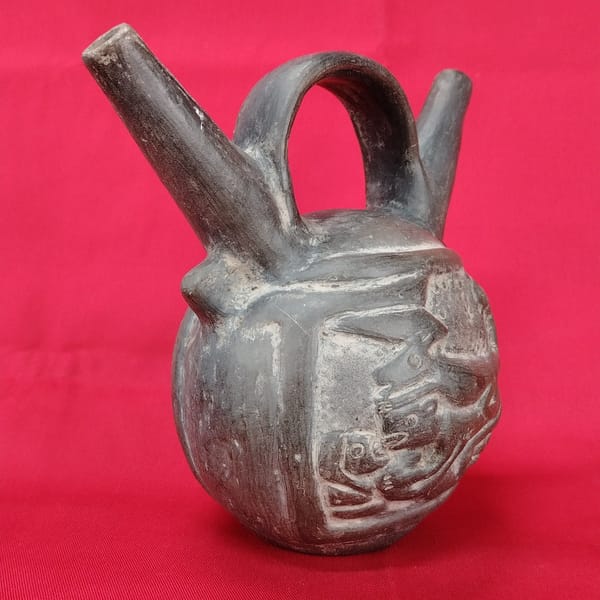 Pre Columbian Chimú Ceramic Double-Spout Bottle Ceremonial Artifact Peru - Image 8